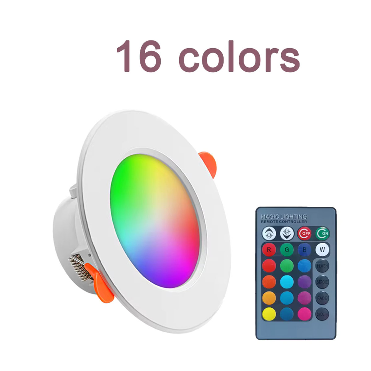 MANVIV LIGHTING LED Einbaustrahler Gitterlampe mit Fernbedienung, RGB dimmbar, rundes Decken-Downlight, Weiß/Bunt - Bild 2