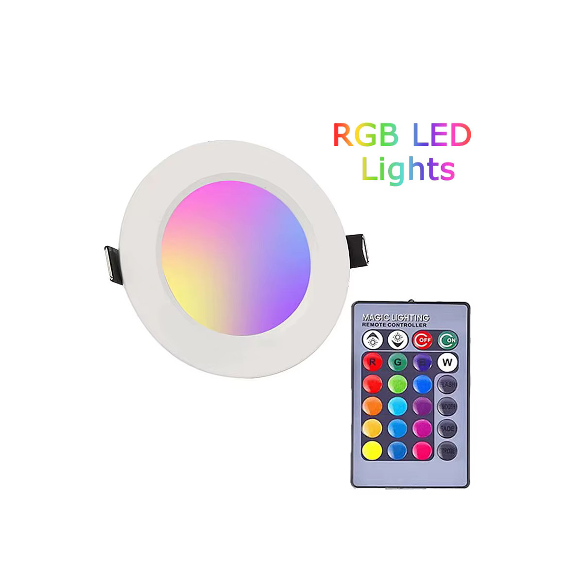 MANVIV LIGHTING LED Einbaustrahler Gitterlampe mit Fernbedienung, RGB dimmbar, rundes Decken-Downlight, Weiß/Bunt - Bild 4