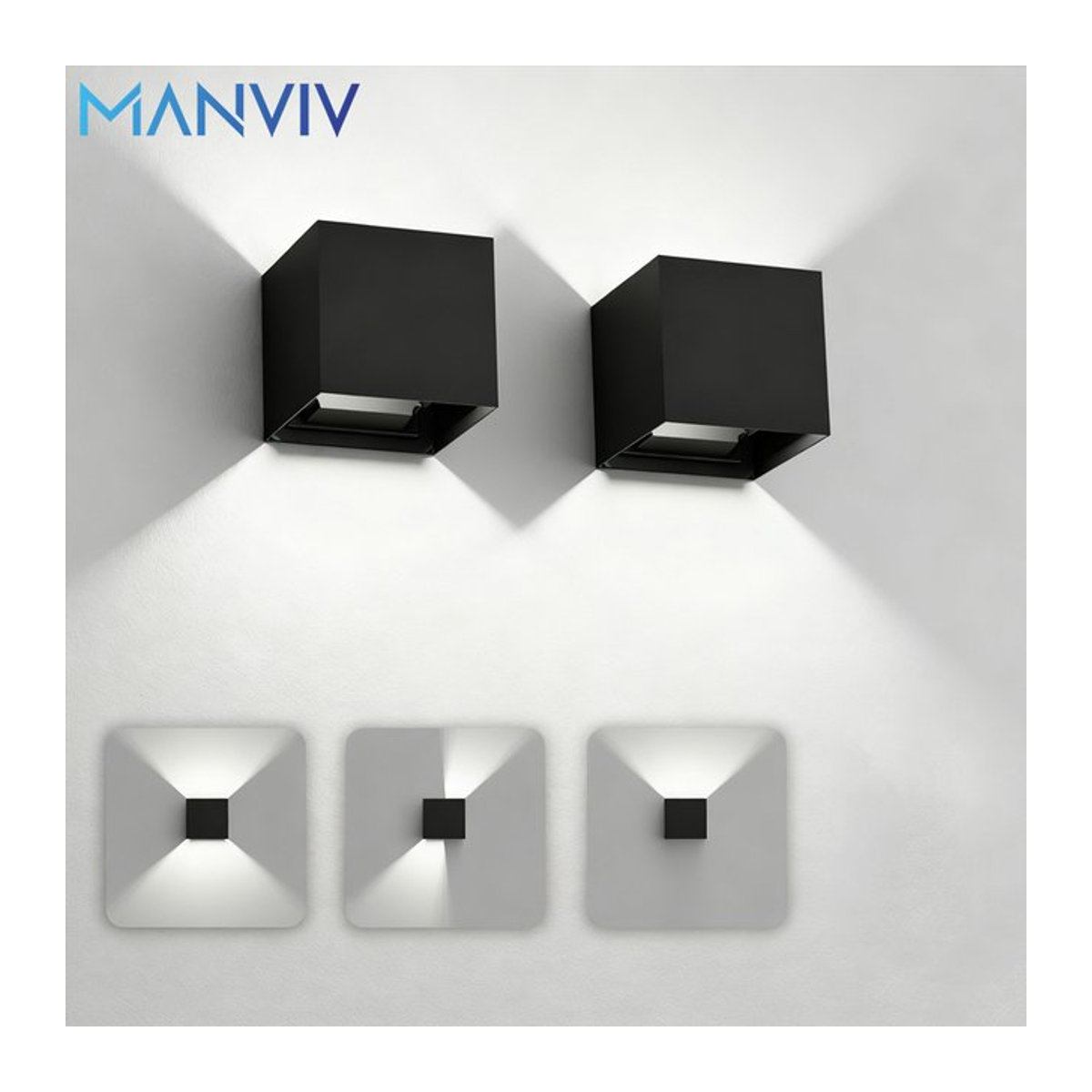 MANVIV LIGHTING LED-Wandleuchte in Schwarz, minimalistisches Design für Innen und Außen, 7 W, verstellbare Lichtrichtung nach oben und unten - Bild 1