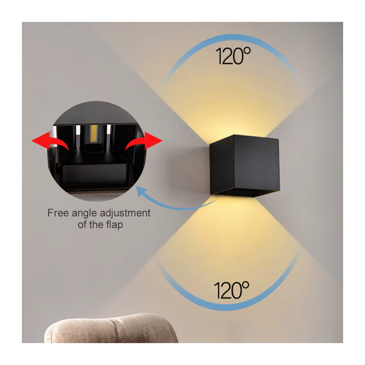 MANVIV LIGHTING LED-Wandleuchte in Schwarz, minimalistisches Design für Innen und Außen, 7 W, verstellbare Lichtrichtung nach oben und unten - Bild 5