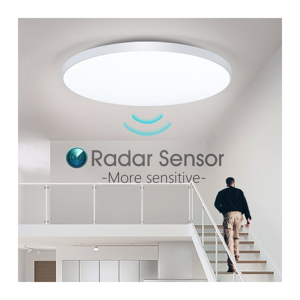 MANVIV Moderne LED Deckenleuchte mit Radarsensor und Bewegungssensor in Weiß, 40 W - Bild 1