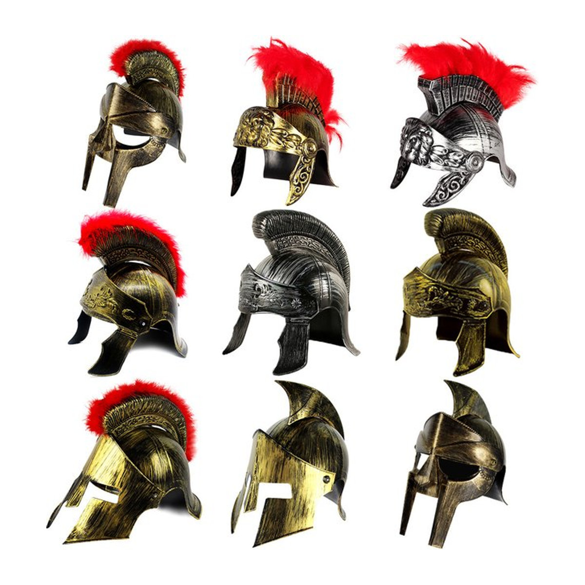 MANYINGYUAN Römischer Krieger Helm mit roter Feder als Vintage Deko-Maske in Mehrfarbig - Bild 1