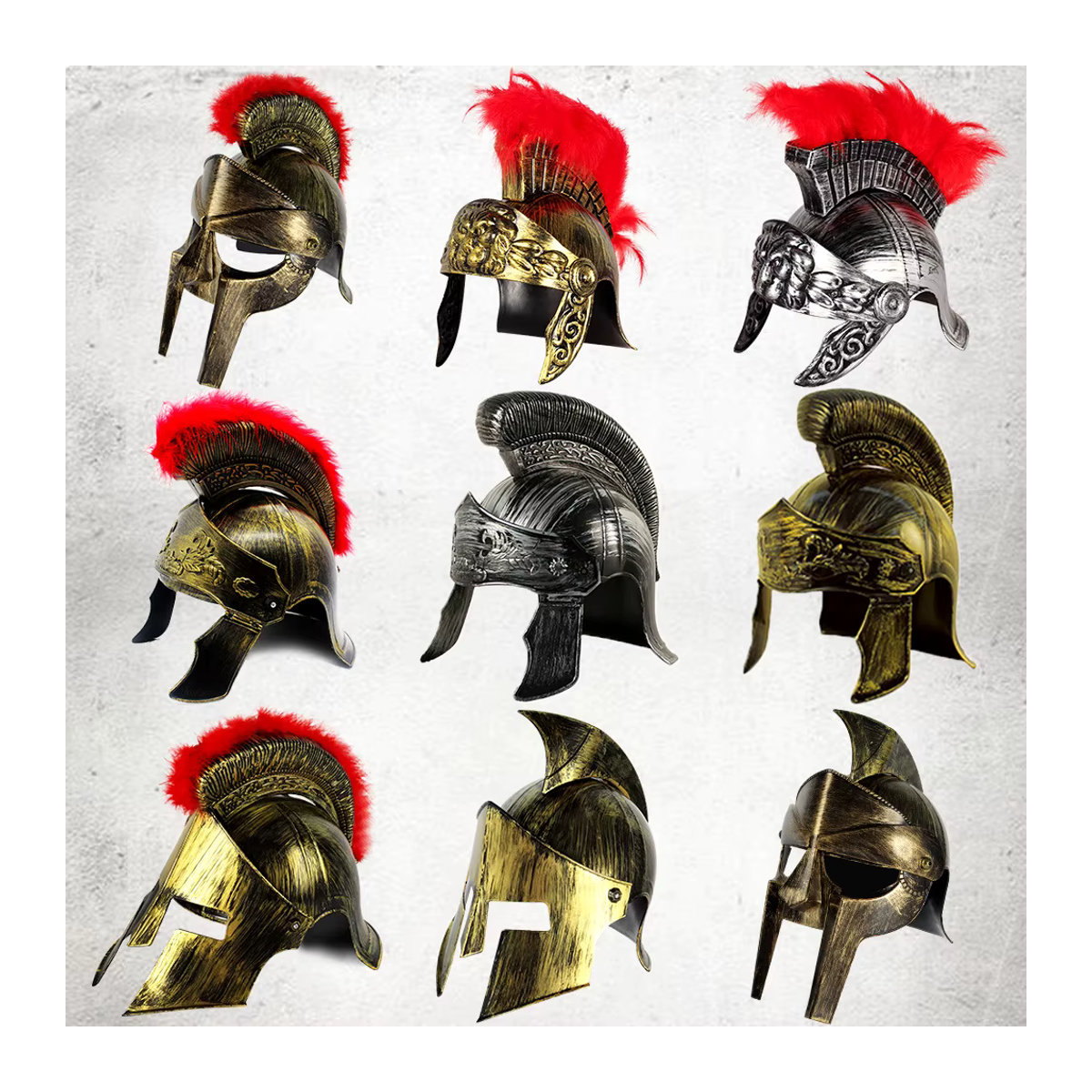 MANYINGYUAN Römischer Krieger Helm mit roter Feder als Vintage Deko-Maske in Mehrfarbig - Bild 3