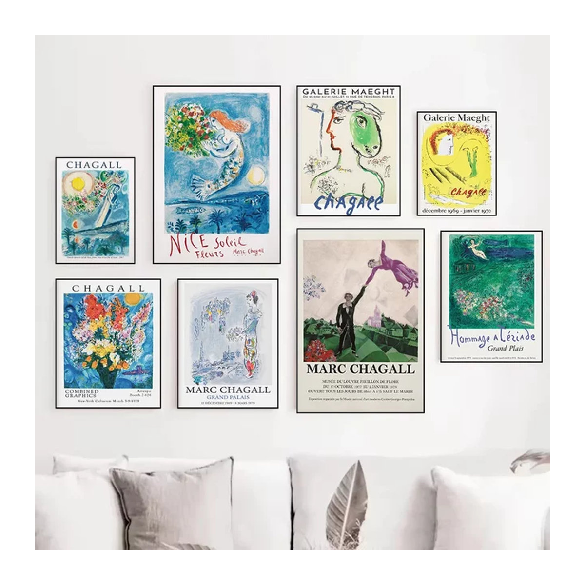 Marc Chagall Art Series Poster Potdemiel Abstrakt Leinwand Wanddekoration in Grün und Gelb - Bild 1