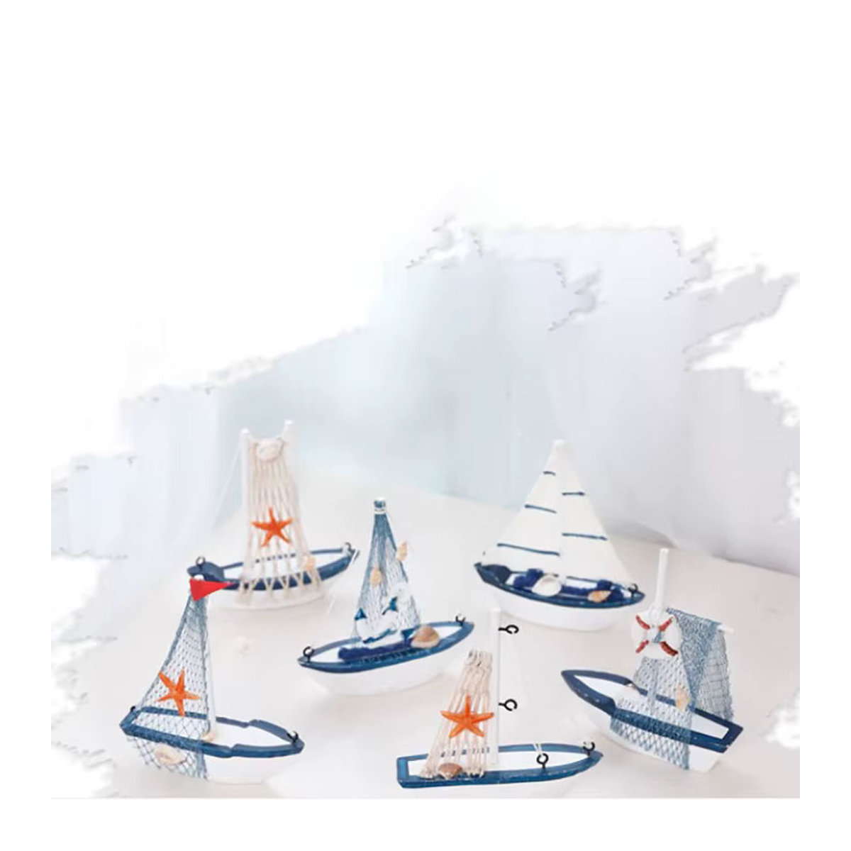 Maritimes Segelboot aus Holz in Blau und Weiß als dekoratives Ornament für dein Zuhause - Bild 2