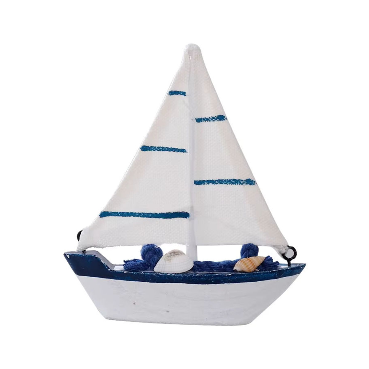 Maritimes Segelboot aus Holz in Blau und Weiß als dekoratives Ornament für dein Zuhause - Bild 4