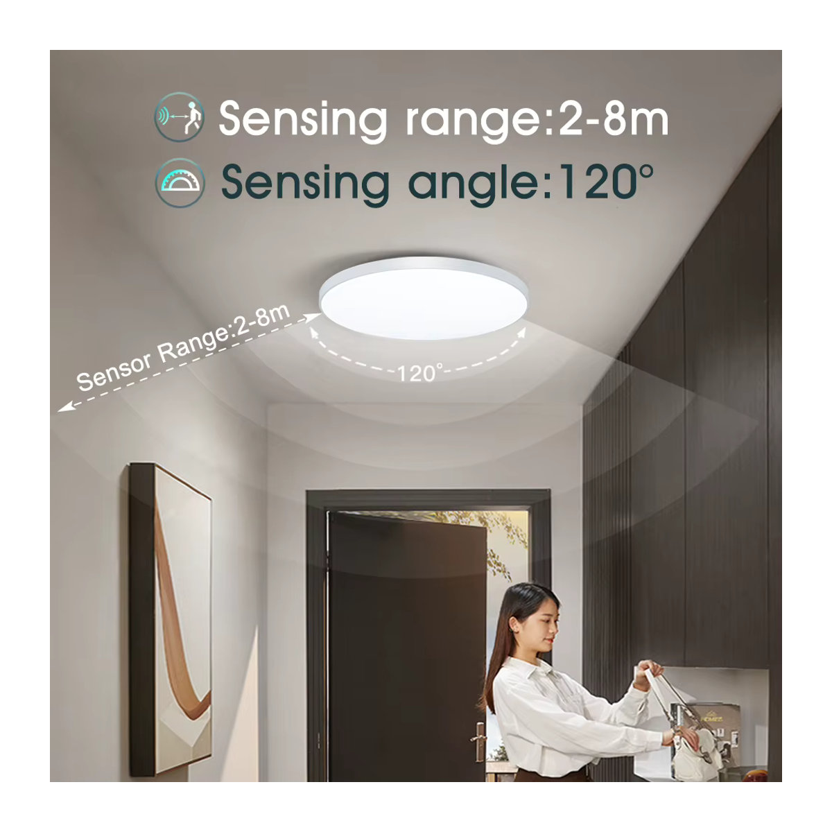 MARPOU LED Deckenlampe mit Radarsensor und Bewegungserkennung in Weiß - Bild 2