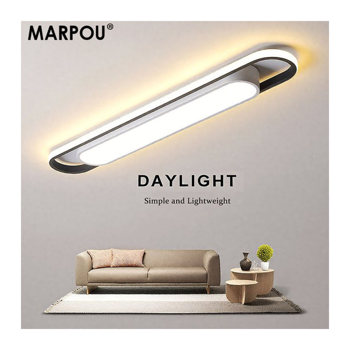 MARPOU LED Deckenlampe Modern Minimalistisch aus Acryl in Schwarz/Weiß - Bild 1