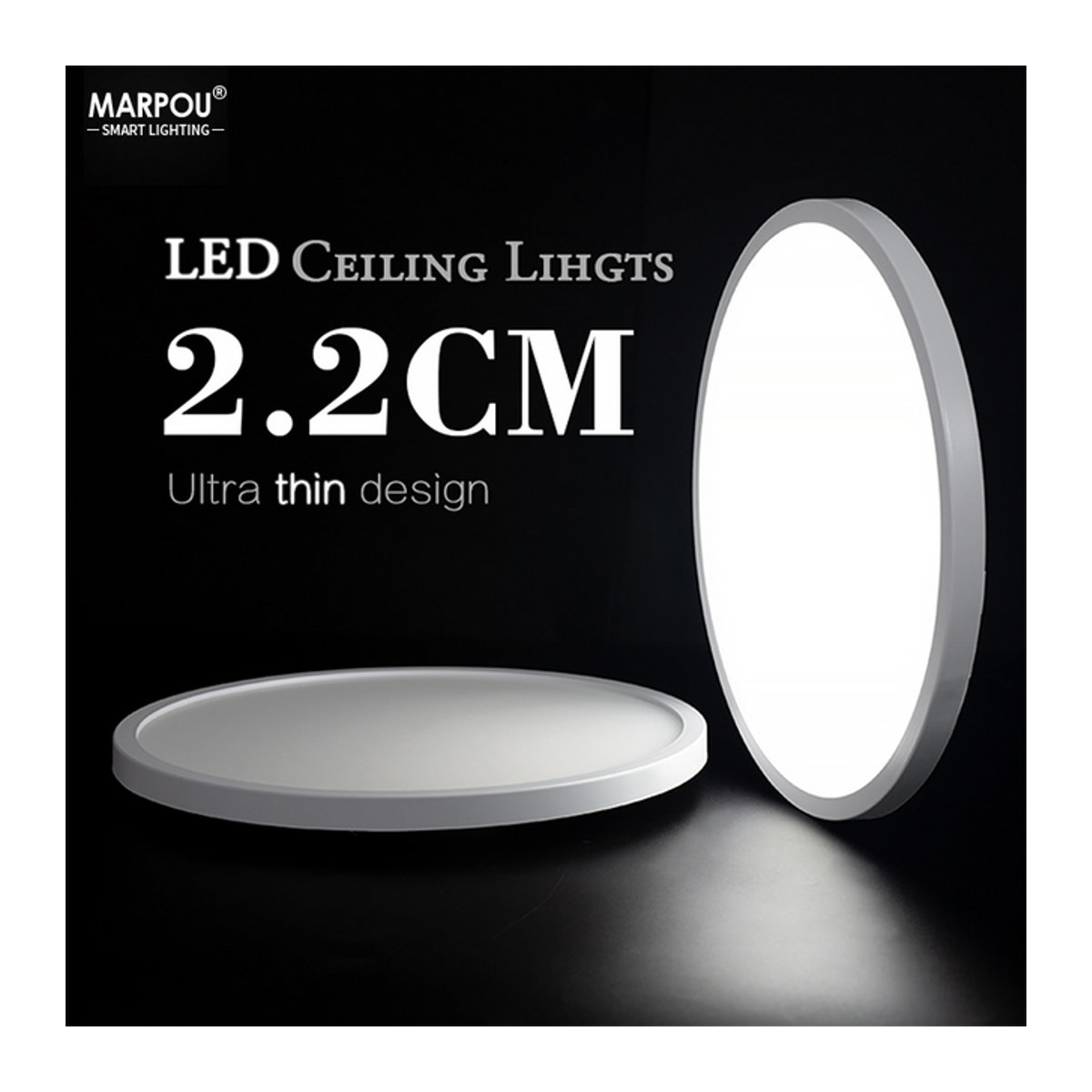 MARPOU LED Deckenlampe Weiß, ultradünnes minimalistisches LED-Panel, 24 W - Bild 1