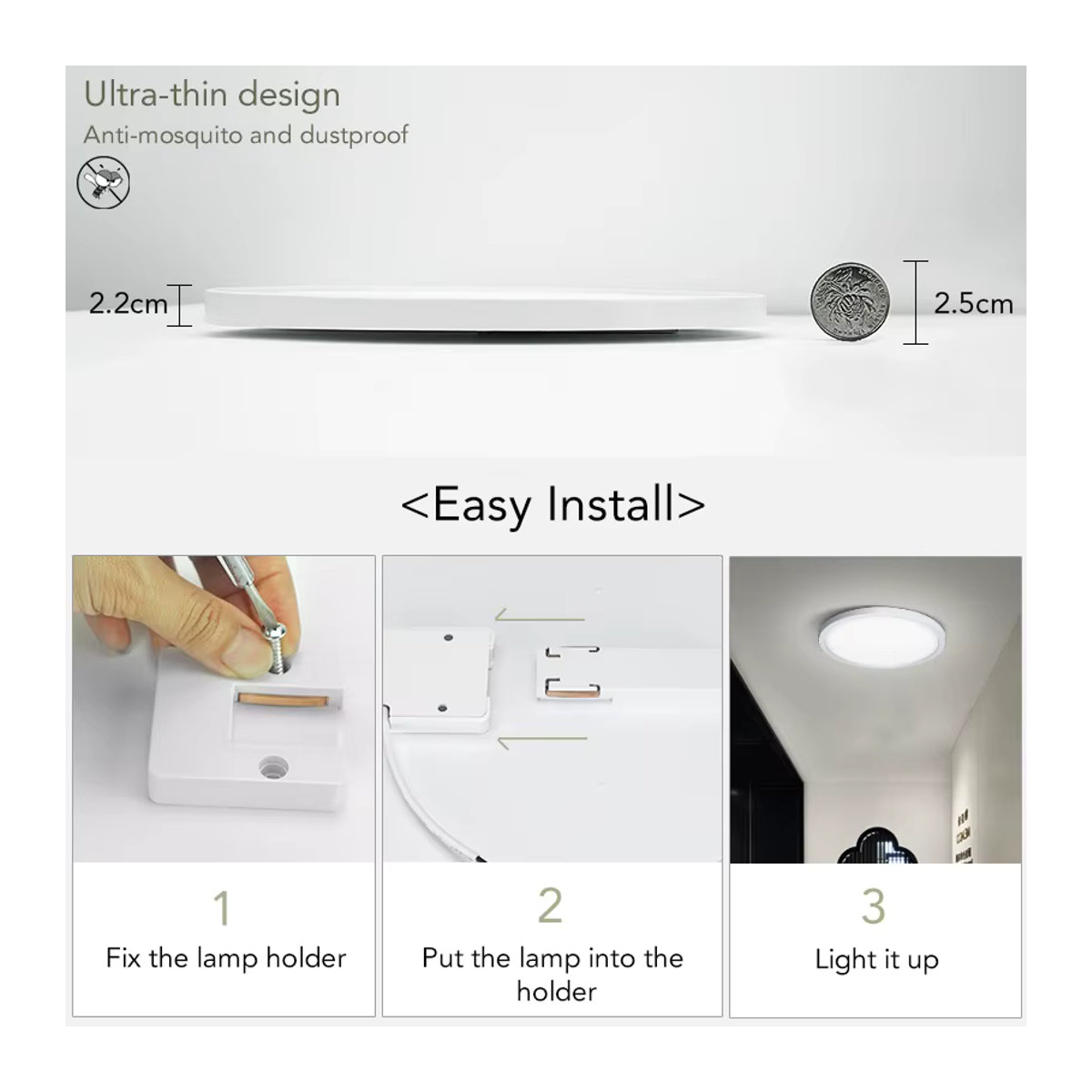 MARPOU LED Deckenlampe Weiß, ultradünnes minimalistisches LED-Panel, 24 W - Bild 2