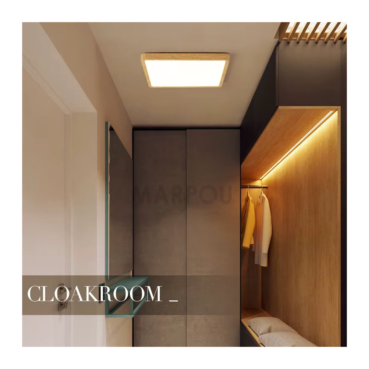 MARPOU LED-Deckenleuchte in Holzoptik, quadratisch, Natur, ultradünn 2,4 cm - Bild 2