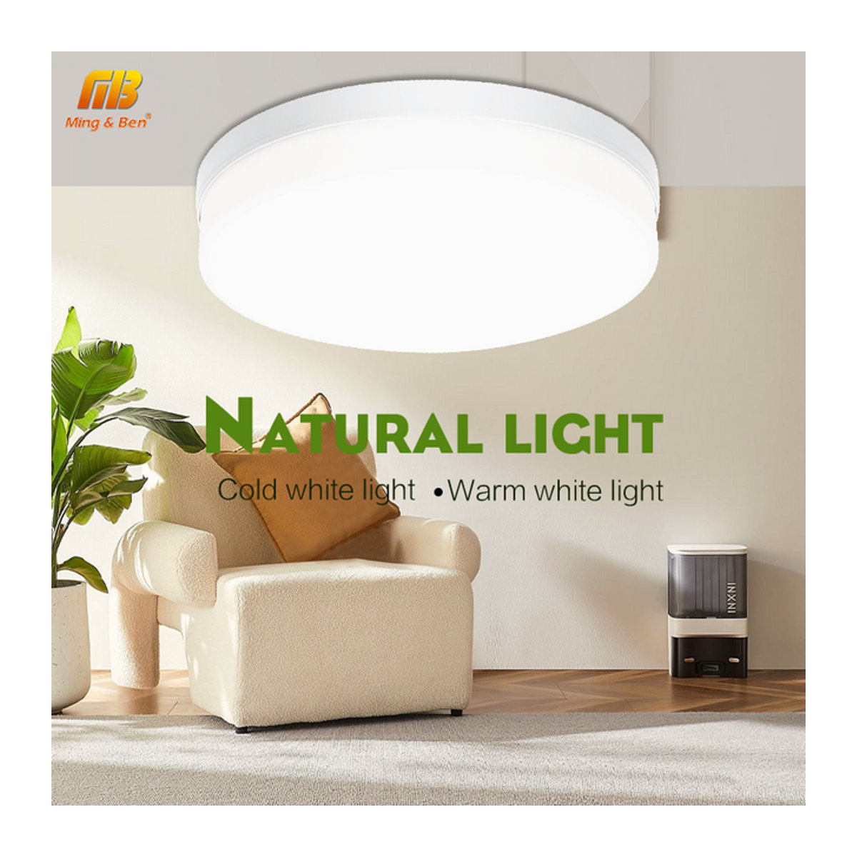 Marpou LED Deckenleuchte Kronleuchter in Weiß für Wohnzimmer Schlafzimmer und Küche mit minimalistischem Design und 48W - Bild 1