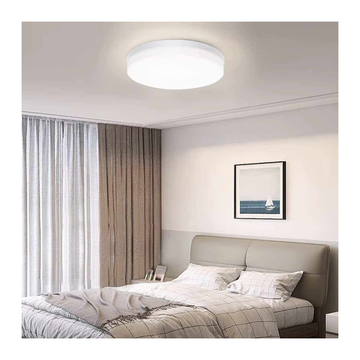 Marpou LED Deckenleuchte Kronleuchter in Weiß für Wohnzimmer Schlafzimmer und Küche mit minimalistischem Design und 48W - Bild 3