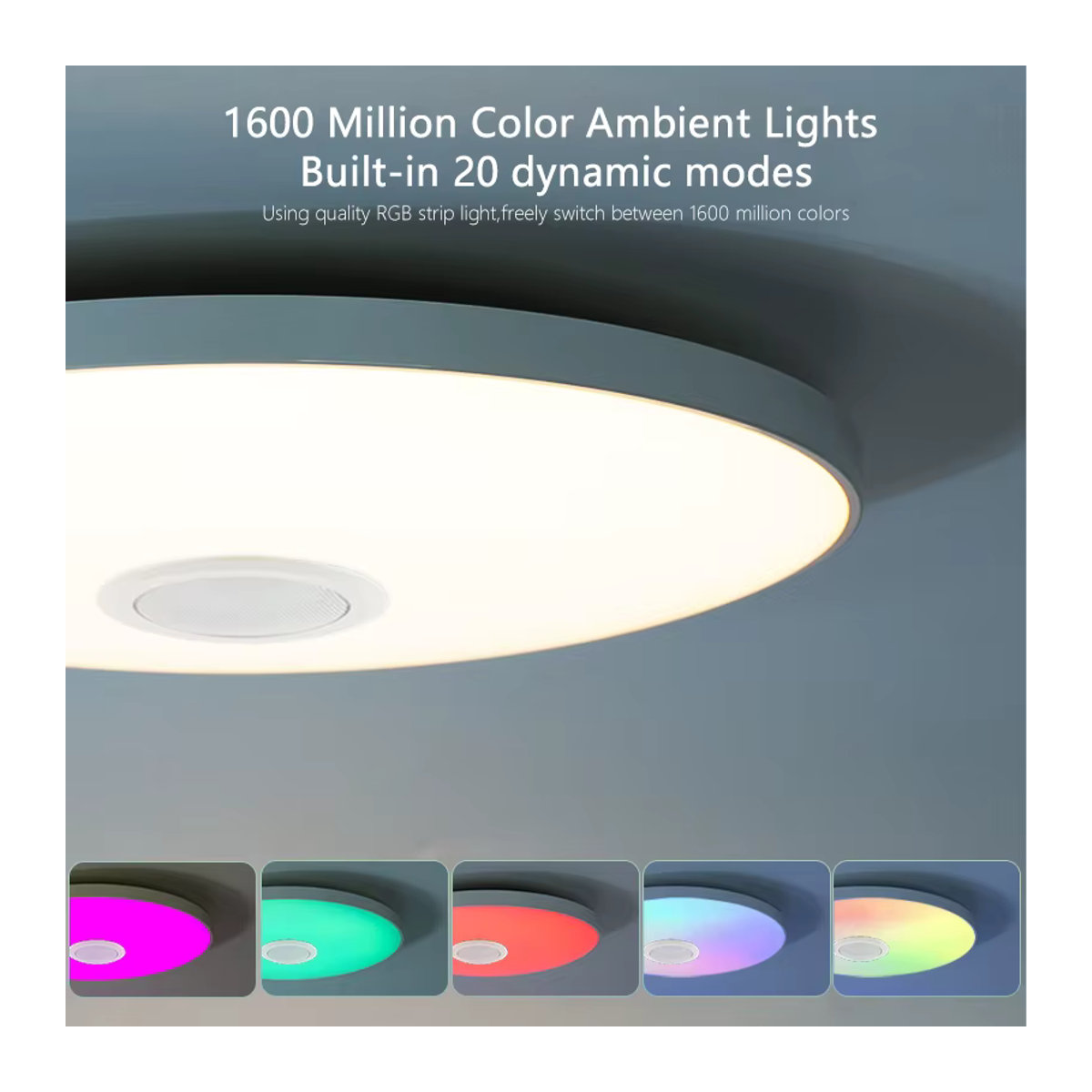 MARPOU LED Smart Deckenleuchte mit Bluetooth Lautsprecher und RGB Musikwiedergabe, 36W, Bunt, Modern - Bild 2