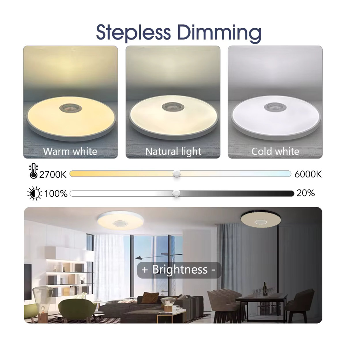 MARPOU LED Smart Deckenleuchte mit Bluetooth Lautsprecher und RGB Musikwiedergabe, 36W, Bunt, Modern - Bild 4