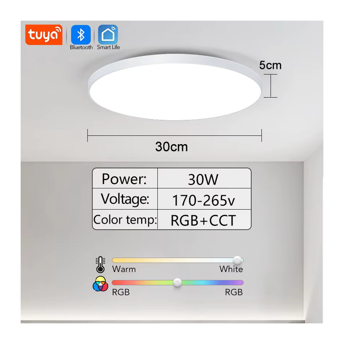 MARPOU Smart LED Deckenlampe RGB mit App und Fernbedienung, 36W, Bunt, Minimalistisches Design für Wohnzimmer und Schlafzimmer - Bild 7