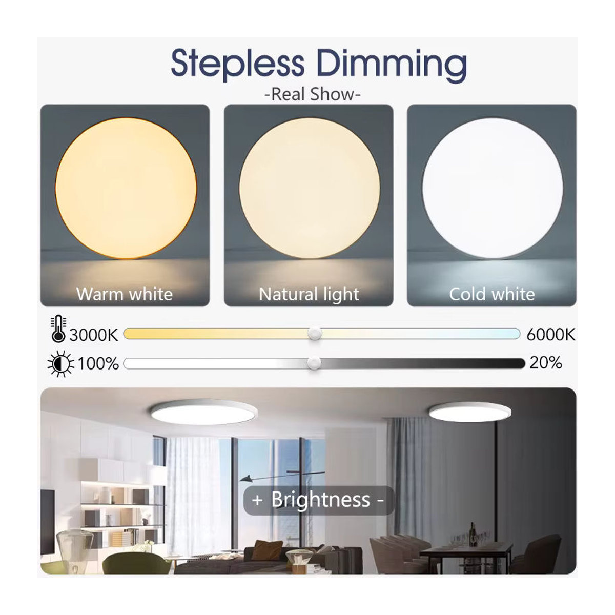 MARPOU Smart LED-Deckenleuchte in Weiß, moderne minimalistische Deckenlampe mit App- und Fernbedienungsteuerung für Wohnzimmer und Schlafzimmer - Bild 2