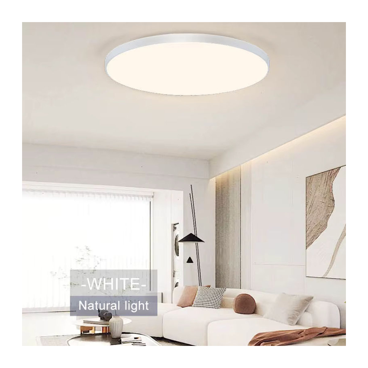 MARPOU Smart LED-Deckenleuchte in Weiß, moderne minimalistische Deckenlampe mit App- und Fernbedienungsteuerung für Wohnzimmer und Schlafzimmer - Bild 4