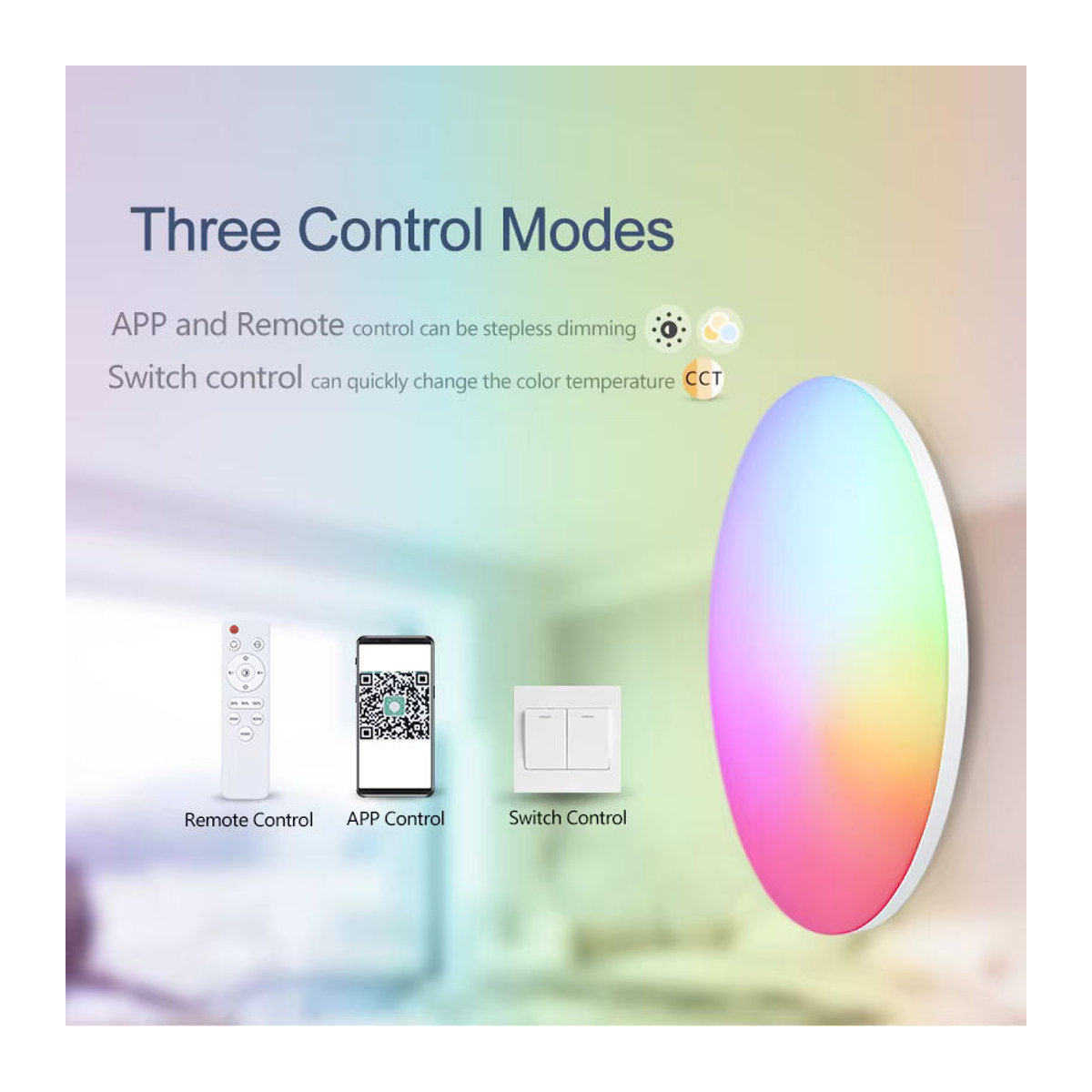 MARPOU Smart LED Deckenleuchte mit RGB-Farben, App-Steuerung und Fernbedienung, moderne bunte Deckenlampe für dein Wohnzimmer - Bild 3