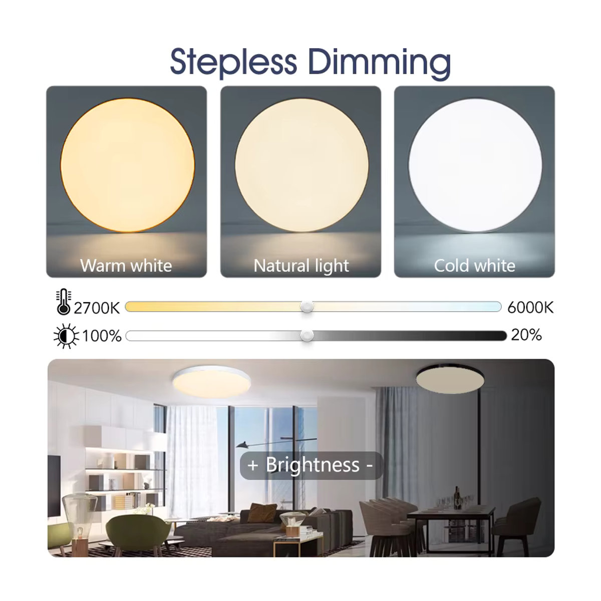 MARPOU Smart LED Deckenleuchte mit Tuya APP Steuerung und Fernbedienung, RGB Dimmbares Rundes Licht in Bunt für Wohnzimmer und Schlafzimmer - Bild 2