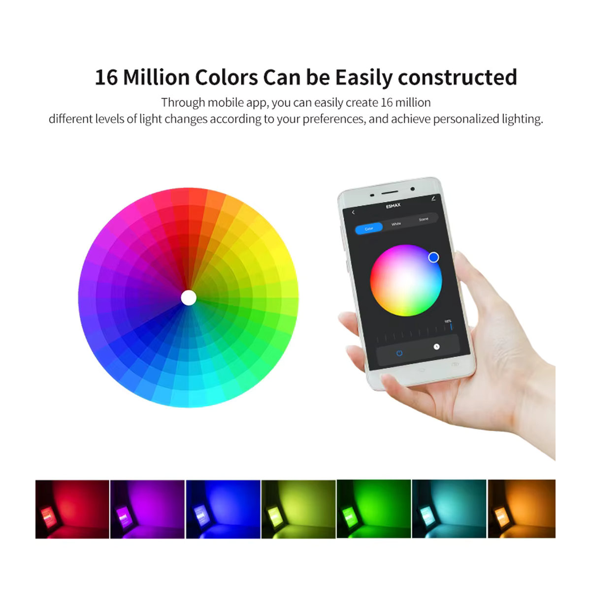 MARPOU Tuya Smart RGB LED Außenstrahler Schwarz mit Sprachsteuerung und einstellbarem Licht - Bild 3