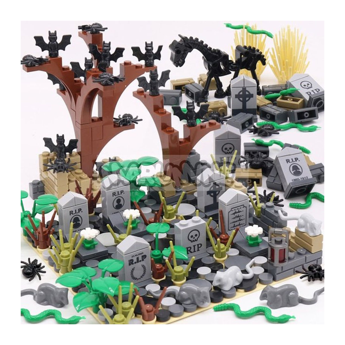 MARUMINE Halloween Bausteine-Set mit Friedhof- und Grabstein-Elementen, 99 bis 265 Teile, mehrfarbig - Bild 1