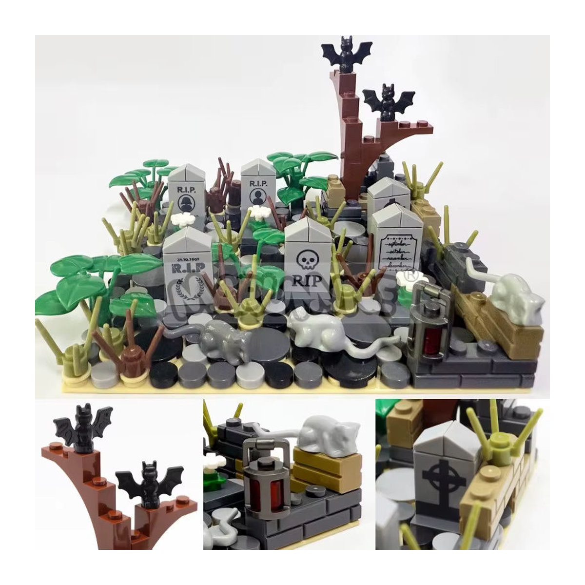 MARUMINE Halloween Bausteine-Set mit Friedhof- und Grabstein-Elementen, 99 bis 265 Teile, mehrfarbig - Bild 3