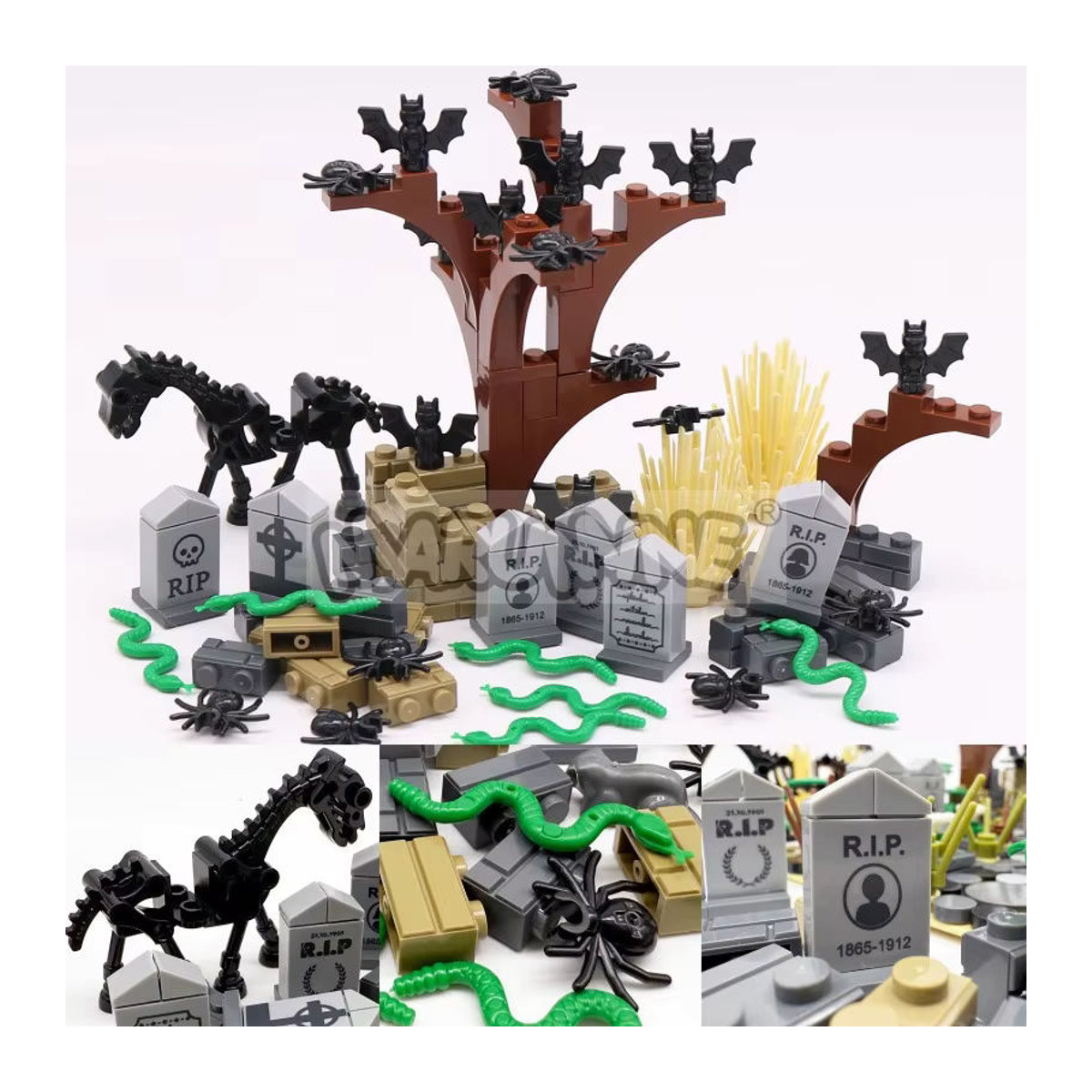 MARUMINE Halloween Bausteine-Set mit Friedhof- und Grabstein-Elementen, 99 bis 265 Teile, mehrfarbig - Bild 4