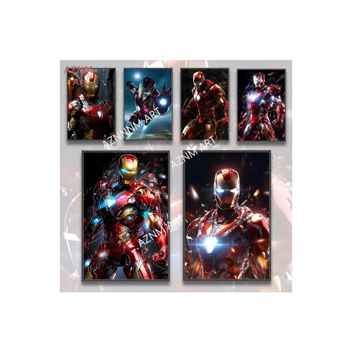 Marvel Avengers Leinwanddruck mit Iron Man und Superhelden als mehrfarbige Wandkunst im Hochformat - Bild 3