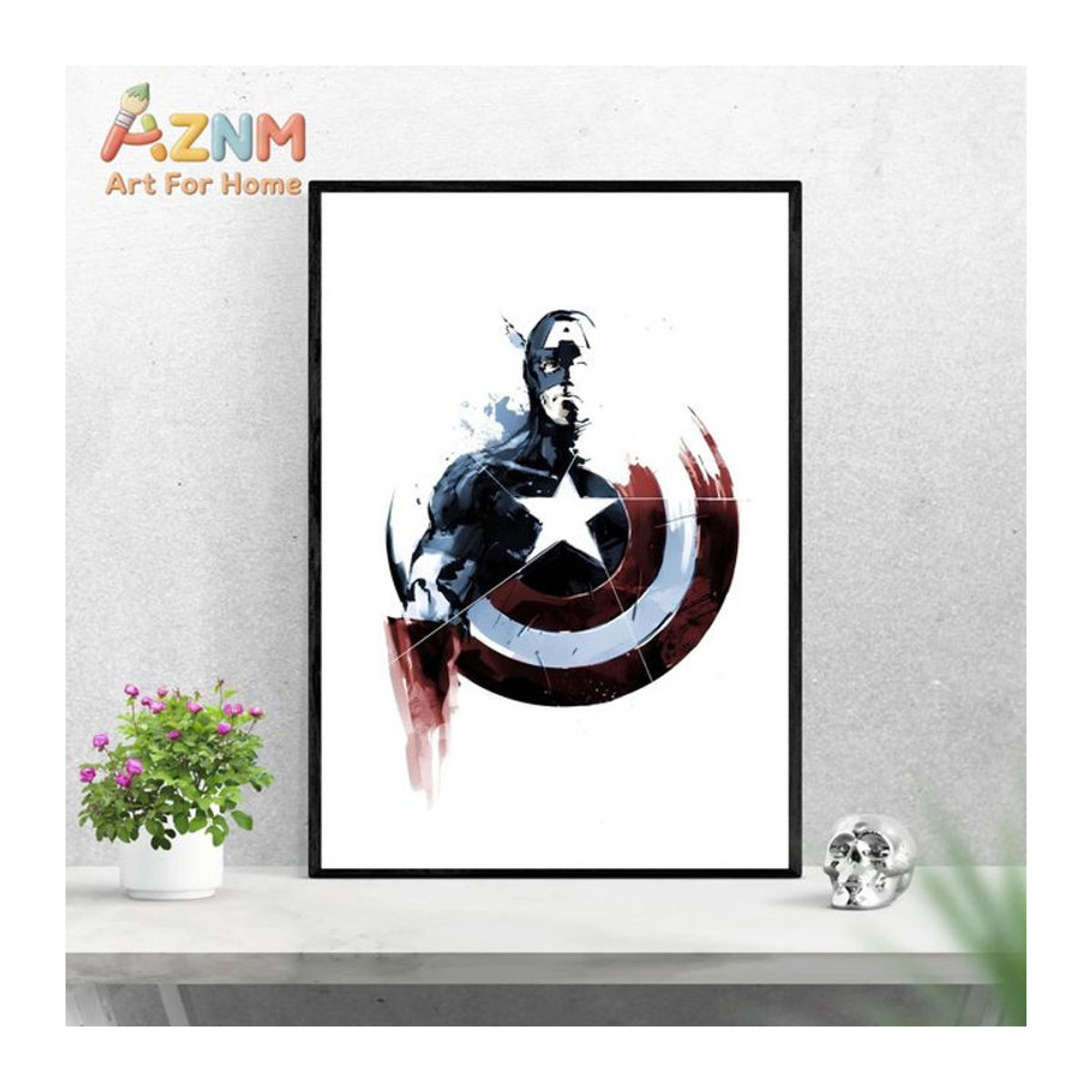Marvel Avengers und Captain America Vintage Poster als Superhelden Wandkunst aus weißem Papier im Hochformat - Bild 1