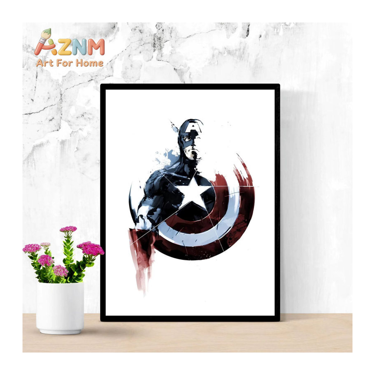 Marvel Avengers und Captain America Vintage Poster als Superhelden Wandkunst aus weißem Papier im Hochformat - Bild 4