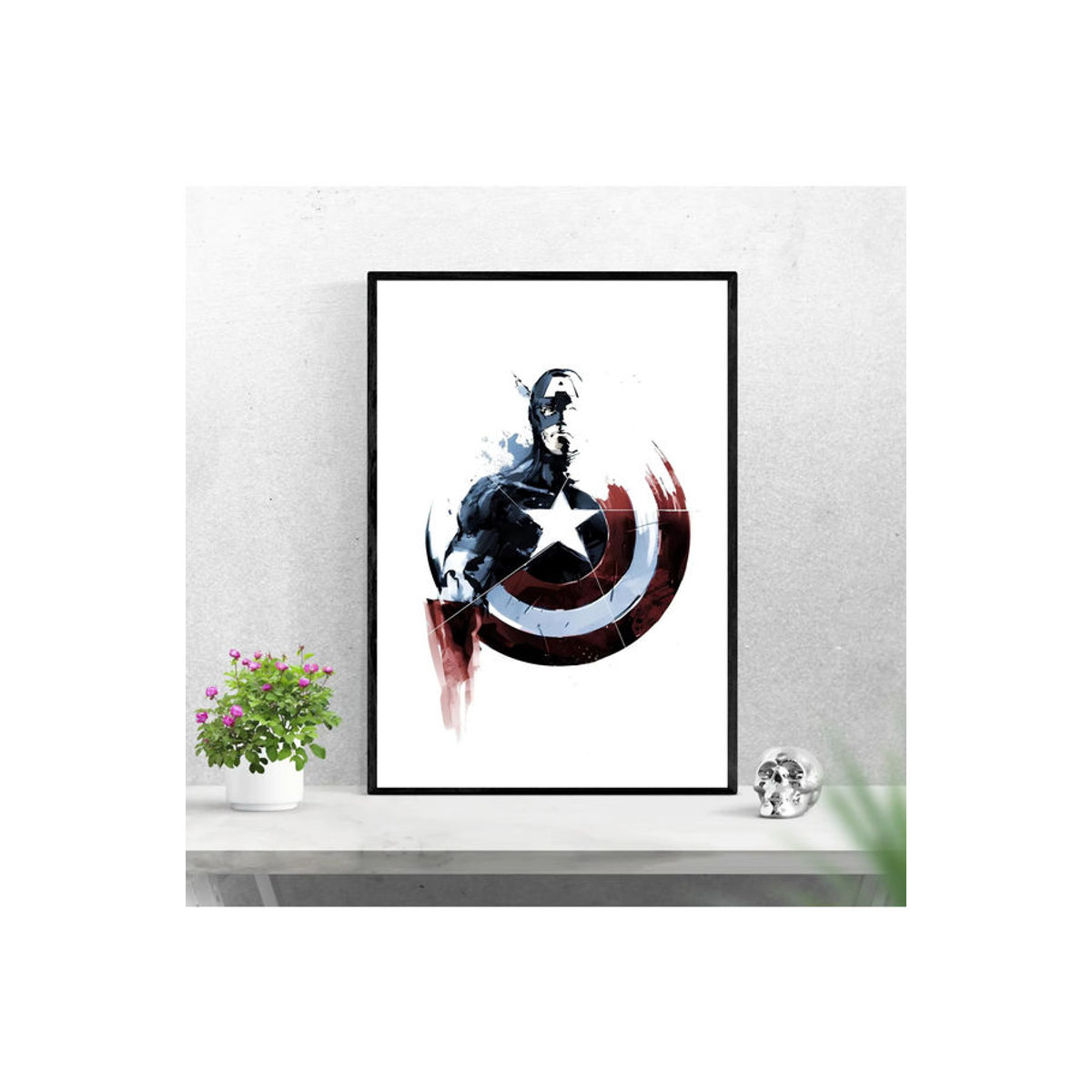 Marvel Avengers und Captain America Vintage Poster als Superhelden Wandkunst aus weißem Papier im Hochformat - Bild 5