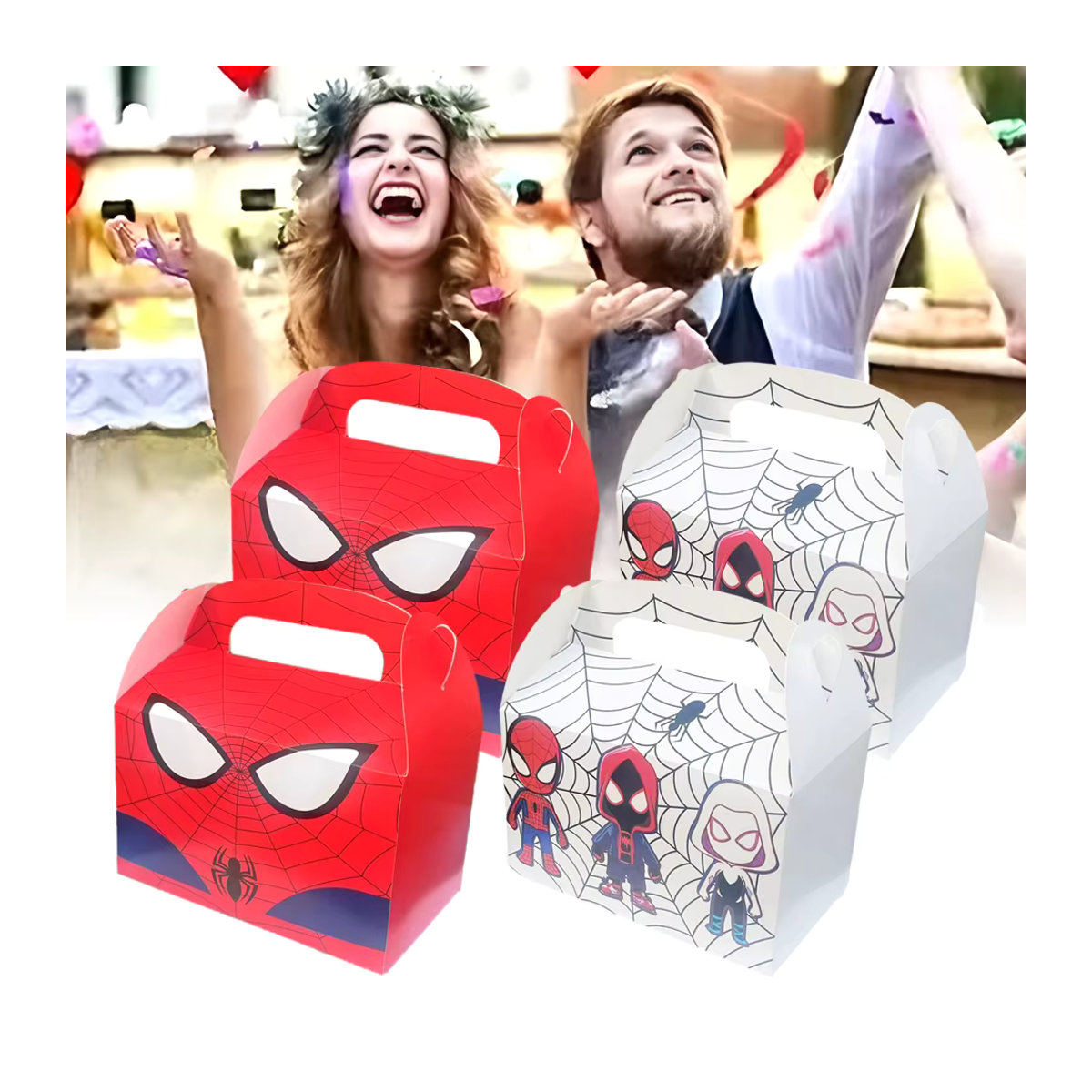 Marvel Spider-Man Party-Geschenkboxen aus Papier in Rot für Kindergeburtstage, 4 bis 12 Stück Packung - Bild 3
