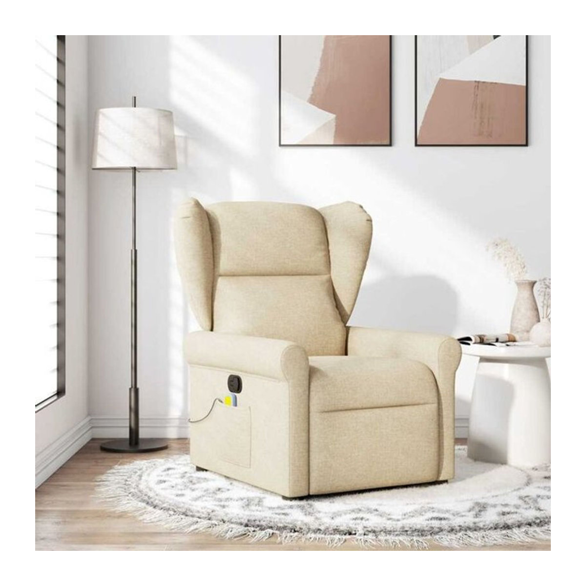 Massagesessel vidaxl als Fernsehsessel aus Stoff in Beige mit Holzwerkstoff und Metall - Bild 1