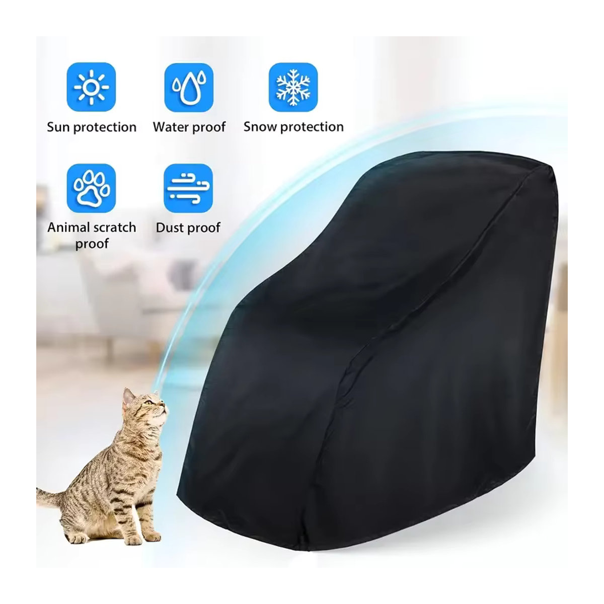 Massagesesselbezug aus schwarzem Polyester in 210D-Oxford-Stoff mit Stretch-Verschluss und UV-Schutz - Bild 2