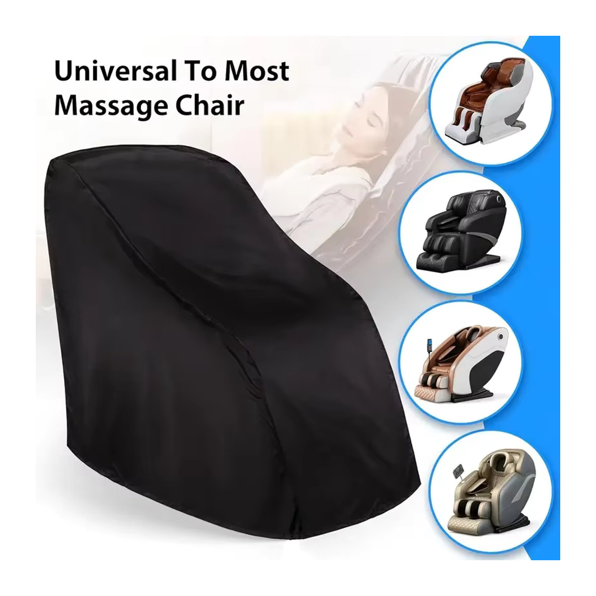 Massagesesselbezug aus schwarzem Polyester in 210D-Oxford-Stoff mit Stretch-Verschluss und UV-Schutz - Bild 3