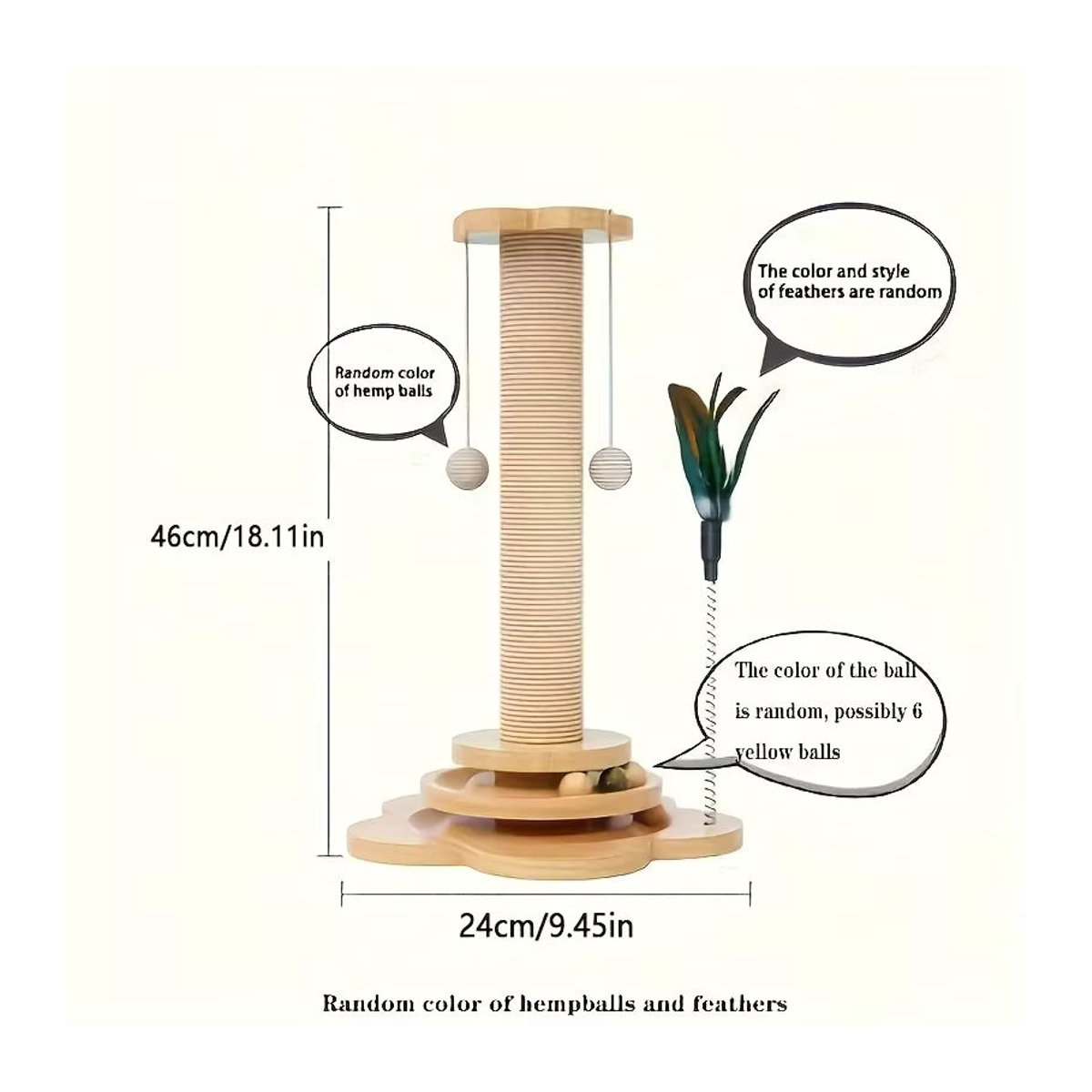 Massivholz-Katzendrehteller in Beige im skandinavischen Design als langlebiges Katzenspielzeug und Kratzbrett - Bild 4