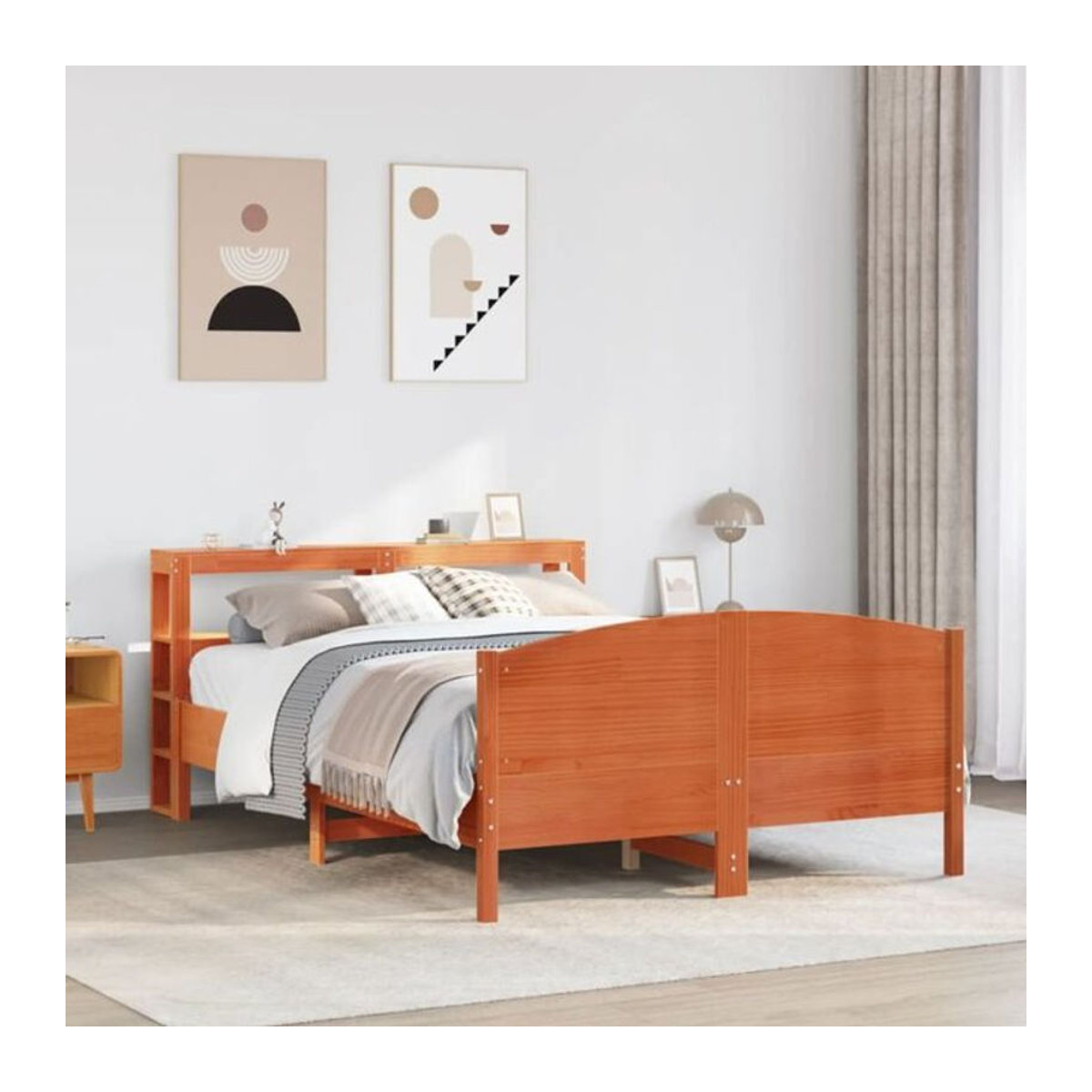 Massivholzbett aus Kiefer im Landhausstil von vidaxl, Farbe Braun, B/T/H: 135 x 190 cm - Bild 1
