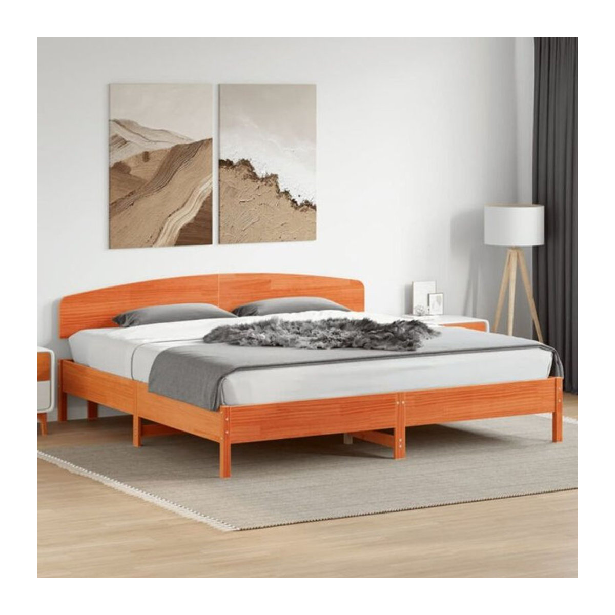 Massivholzbett aus Kiefer in Landhausoptik von Vidaxl, Farbe Braun, B/T/H: 180 x 200 x 81 cm - Bild 1