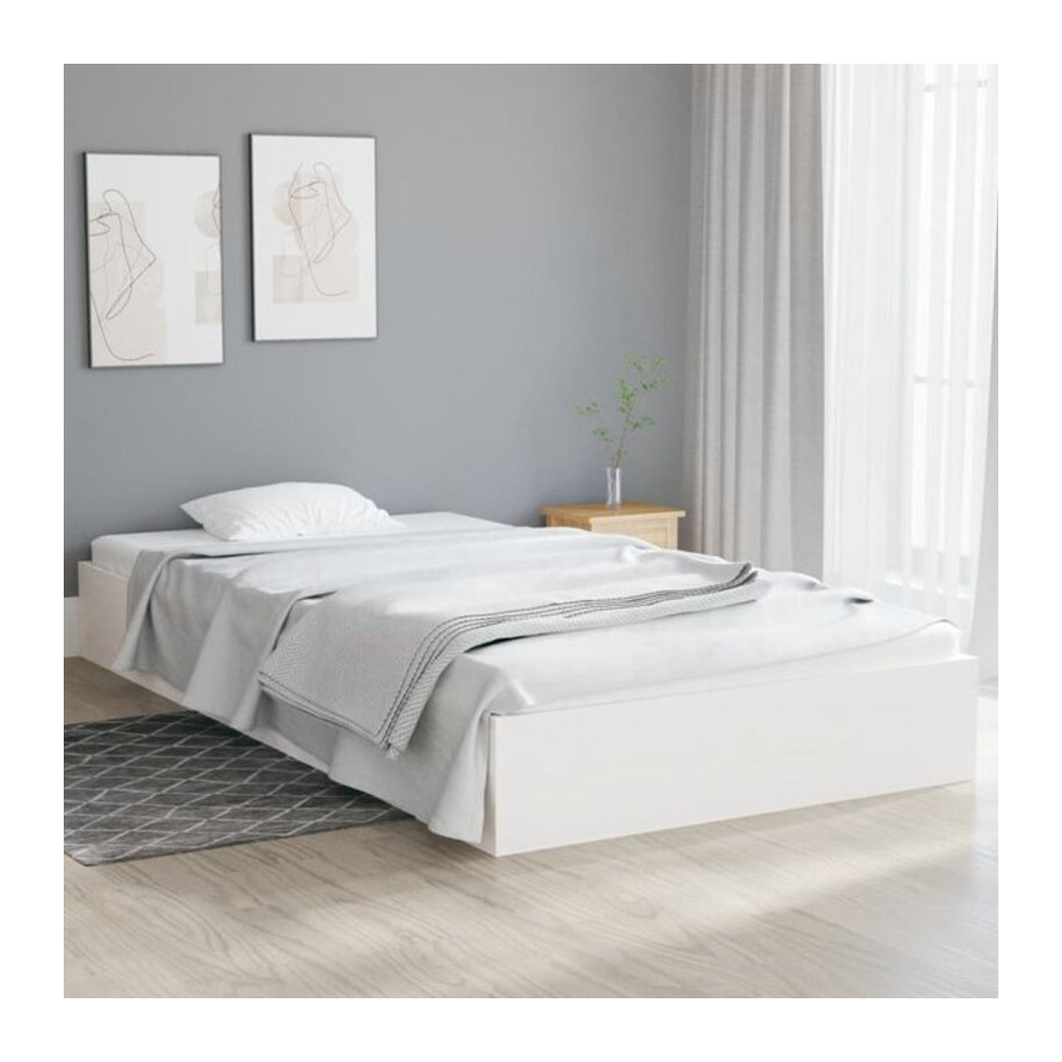 Massivholzbett aus Kiefer von Vidaxl in Weiß, Modernes und Minimalistisches Bett B: 100 cm, L: 200 cm - Bild 1