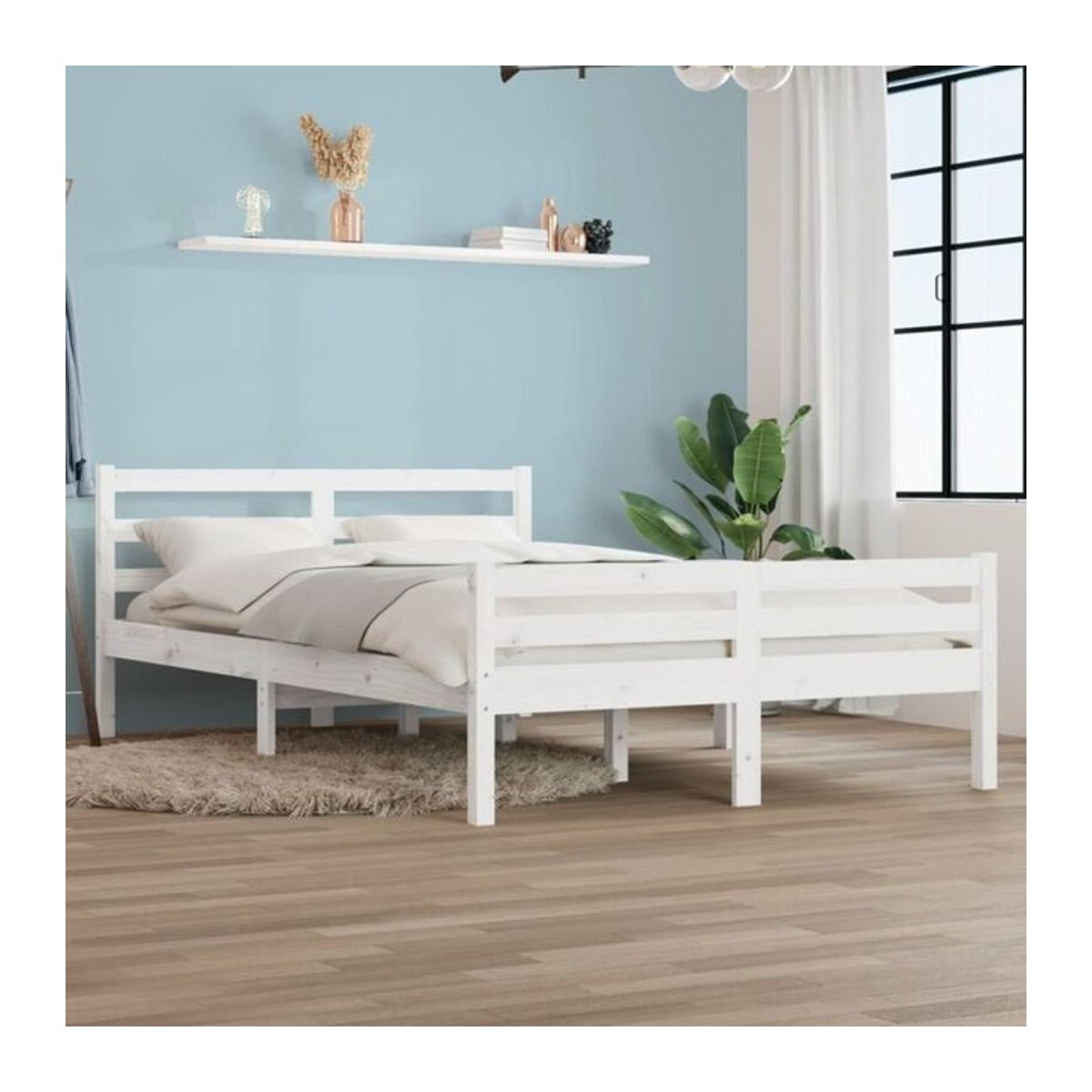 Massivholzbett aus Kiefer von Vidaxl in Weiß, Modernes und Minimalistisches Design, B/T: 140 x 200 cm - Bild 1