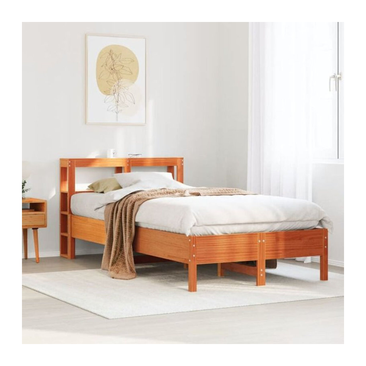 Massivholzbett aus Kiefernholz von VIDAXL in Braun, B/T/H: 75 x 190 cm - Bild 1