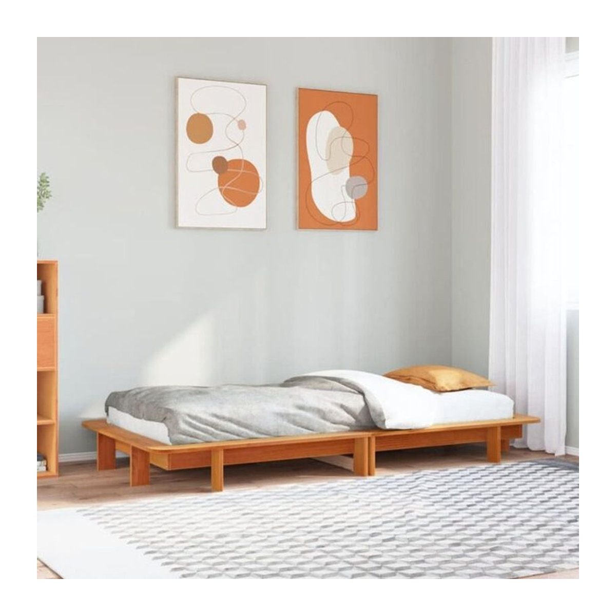 Massivholzbett aus Kiefernholz von vidaxl in Braun, B/T/H: 75 x 190 cm - Bild 1