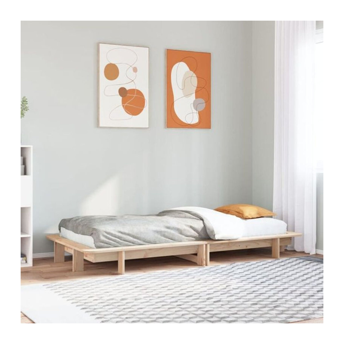 Massivholzbett Vidaxl aus Kiefer in Braun, B/T: 100 x 200 cm, Skandinavisches Design ohne Matratze - Bild 1