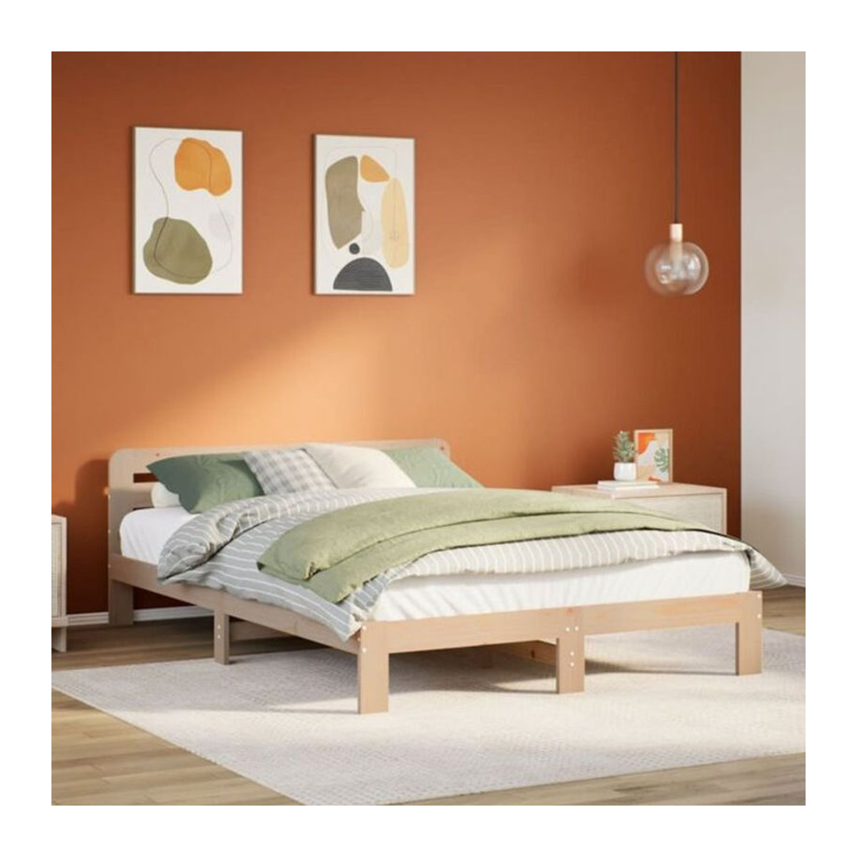 Massivholzbett Vidaxl aus Kiefer in Braun, B/T/H: 120 x 200 cm - Bild 1