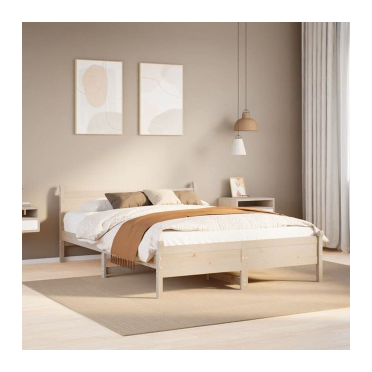 Massivholzbett Vidaxl aus Kiefer in Braun, B/T/H: 135 x 190 x 72 cm - Bild 1