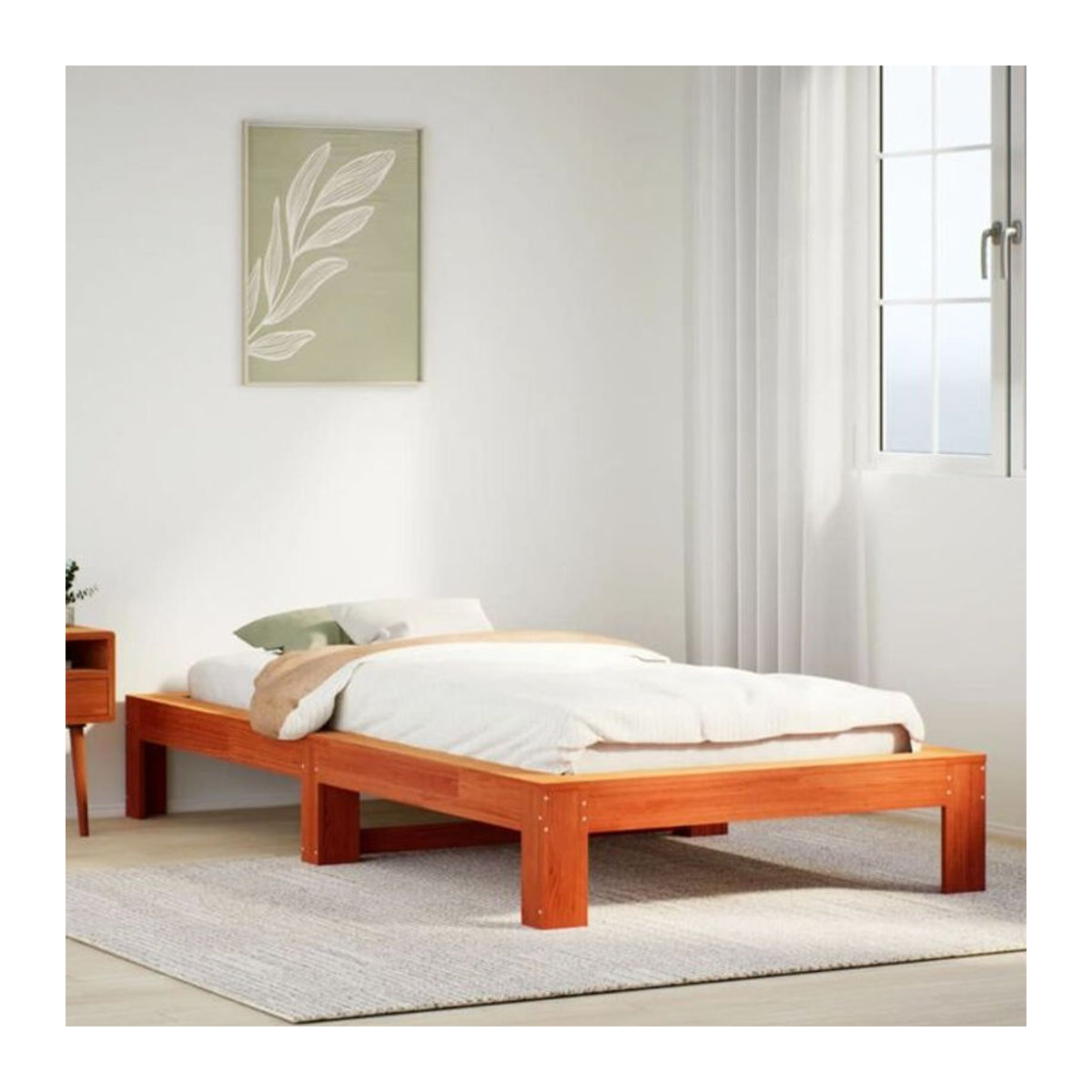 Massivholzbett Vidaxl aus Kiefer in Braun, B/T/H: 90 x 190 cm - Bild 1