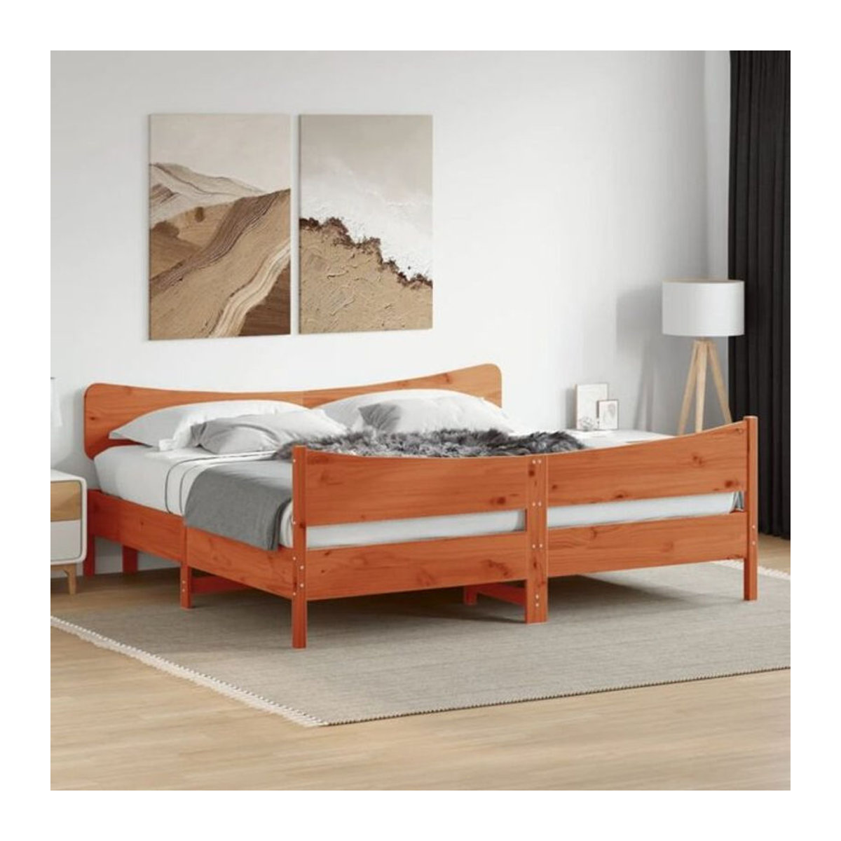 Massivholzbett Vidaxl aus Kiefer in Braun im Landhaus- und Skandinavischen Stil, B/T/H: 180 x 200 x 81 cm - Bild 1