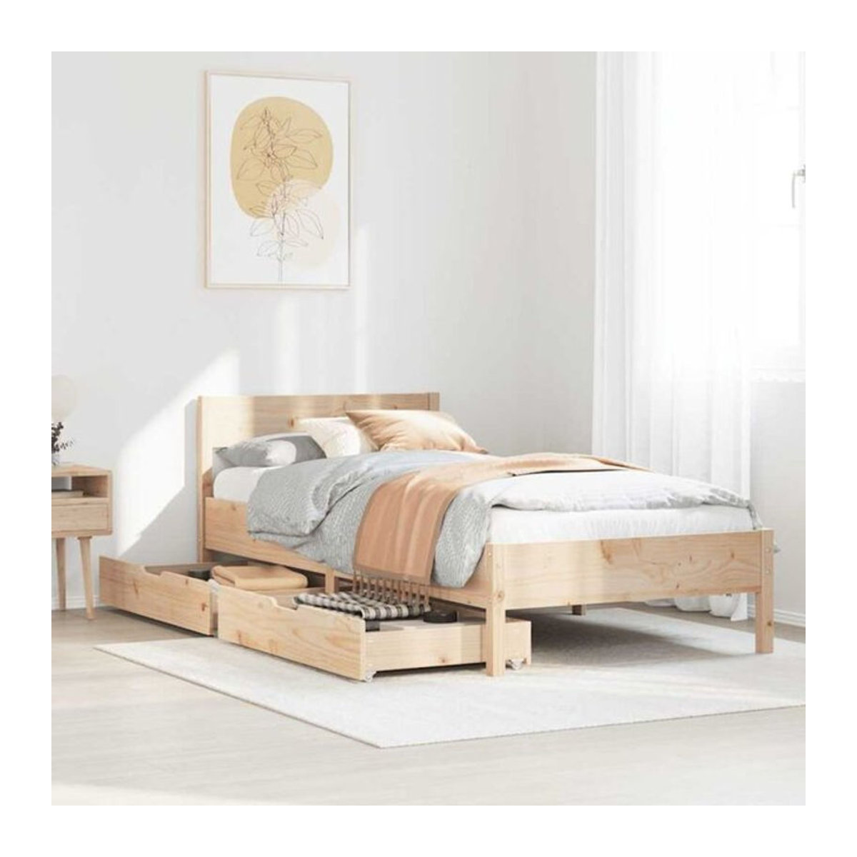 Massivholzbett vidaxl aus Kiefer in Braun im Landhaus- und Skandinavischen Stil, B/T/H: 75 x 190 x 80,5 x 71,5 cm - Bild 1