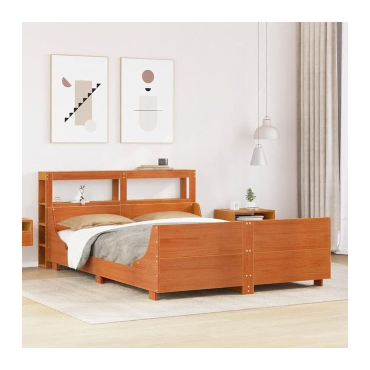 Massivholzbett Vidaxl aus Kiefer in Braun im Landhausstil, B/T: 120 x 190 cm - Bild 1